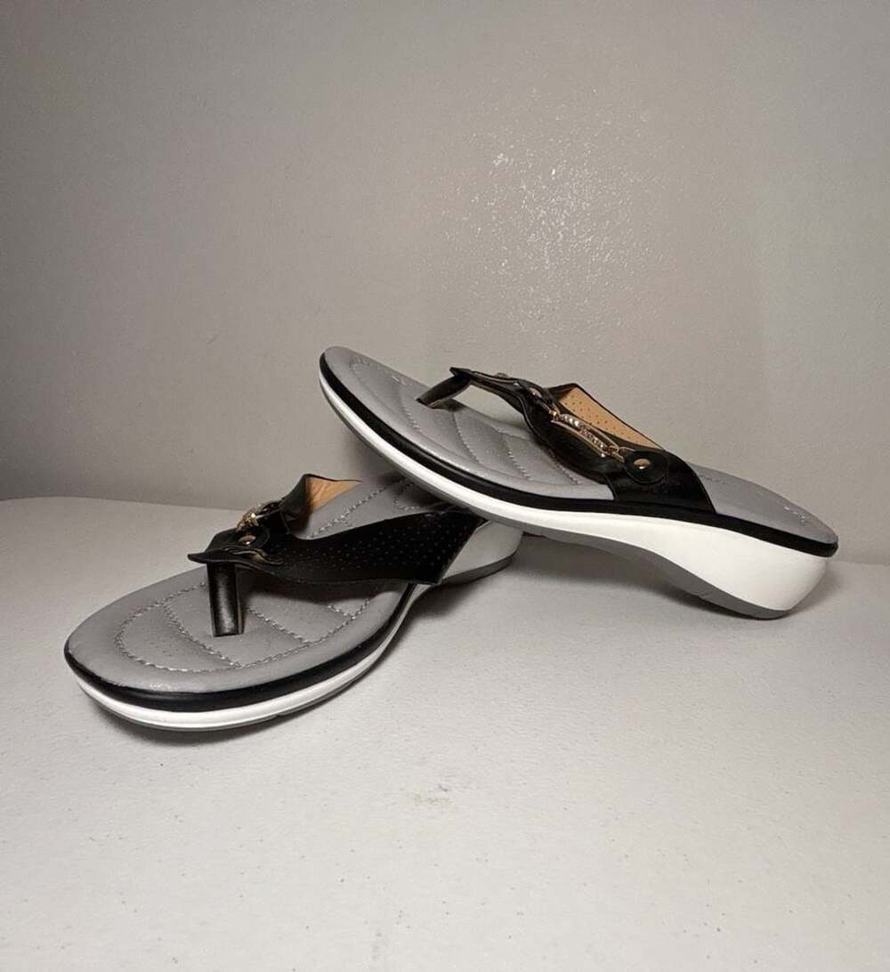 Orthopedic Cushion Flip Flops Thong Sandals Black Gray